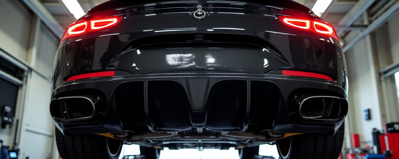 車両下部の空気の流れを整える大型リアディフューザー