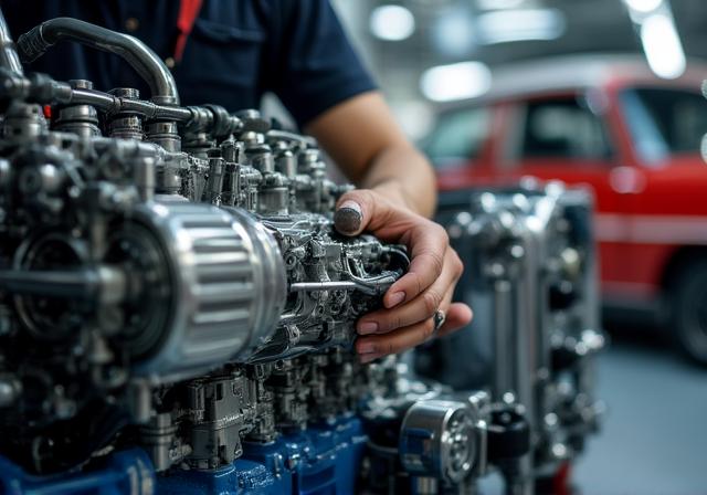 白金のガレージでの精密な作業